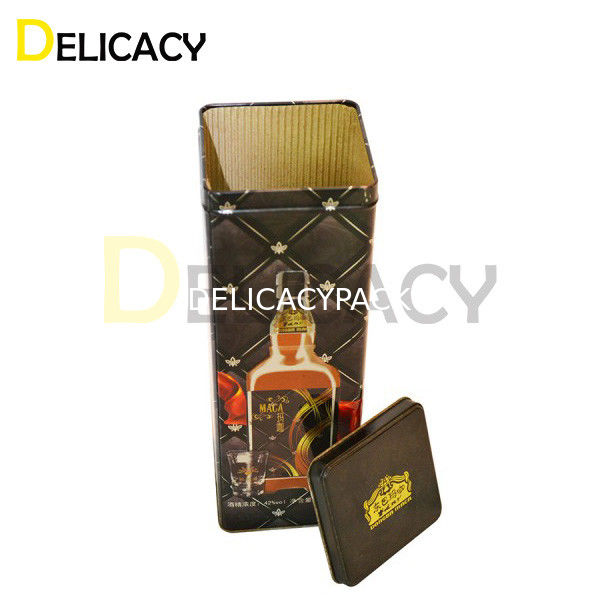 कैन क्लोजर सिलाई मशीन के लिए व्हिस्की पैकिंग टिन बॉक्स आयताकार शराब टिन बॉक्स जौ ब्री टिन कैन